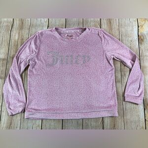 Women’s Juicy Couture Sleepwear Top Pink Leopard Rhinestone Soft Cozy Medium